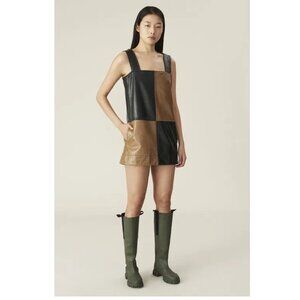 Ganni Color Block Leather Dress Sz 40 $450